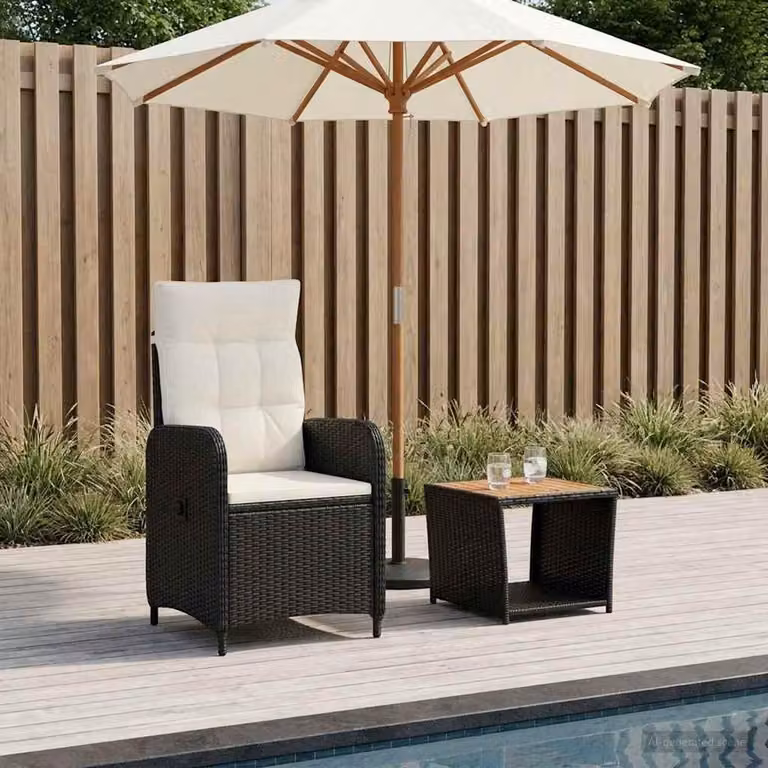 Maison Exclusive - Set da salotto per giardino, composto da 2 pezzi, colore nero e crema