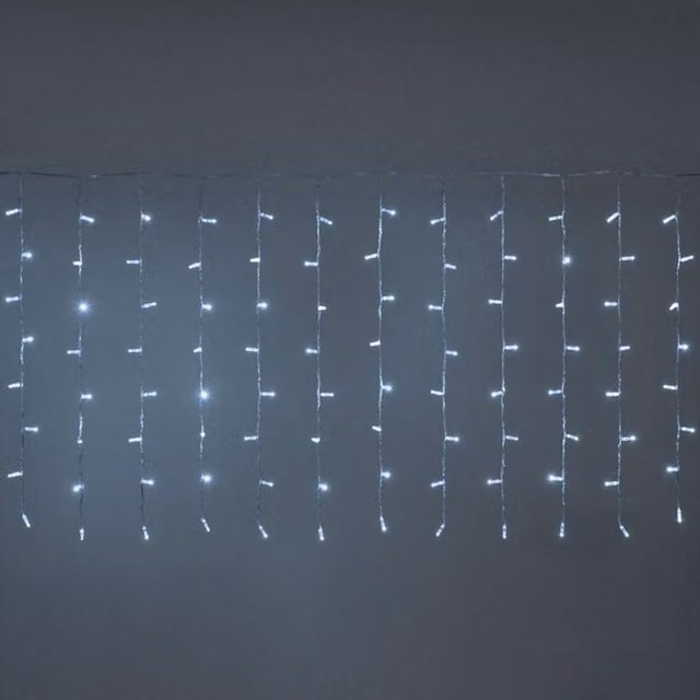 Tenda luminosa natalizia con 1000 luci LED bianco freddo con timer H 100 x L 500 cm