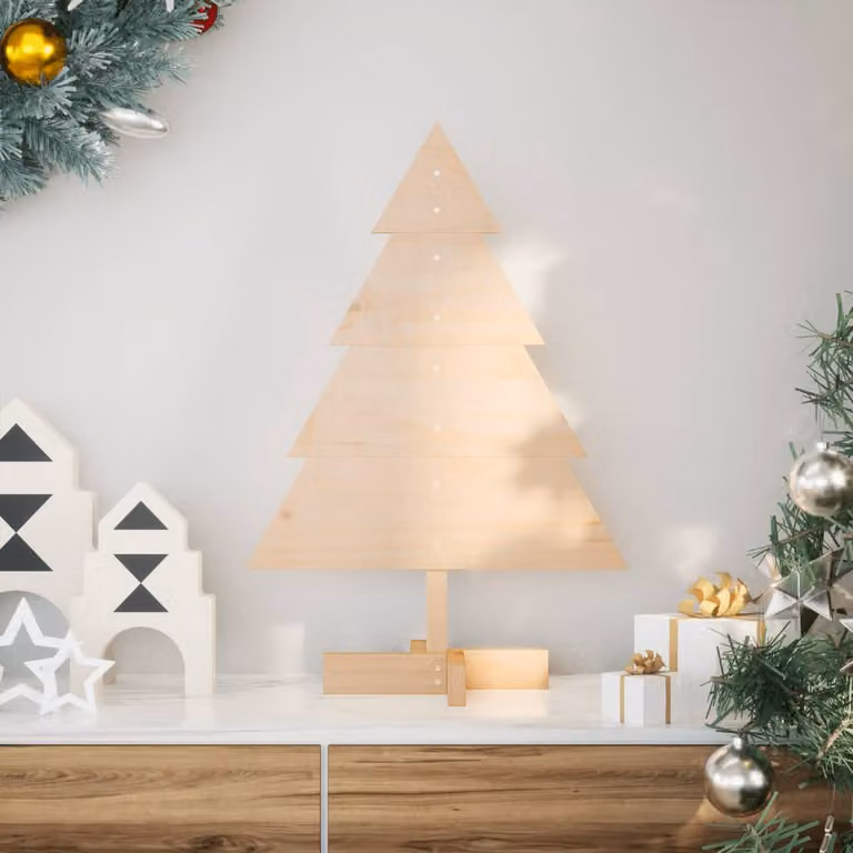 Albero di Natale decorativo da tavolo vidaXL in legno massello, colore marrone/beige, Altezza: 70 cm