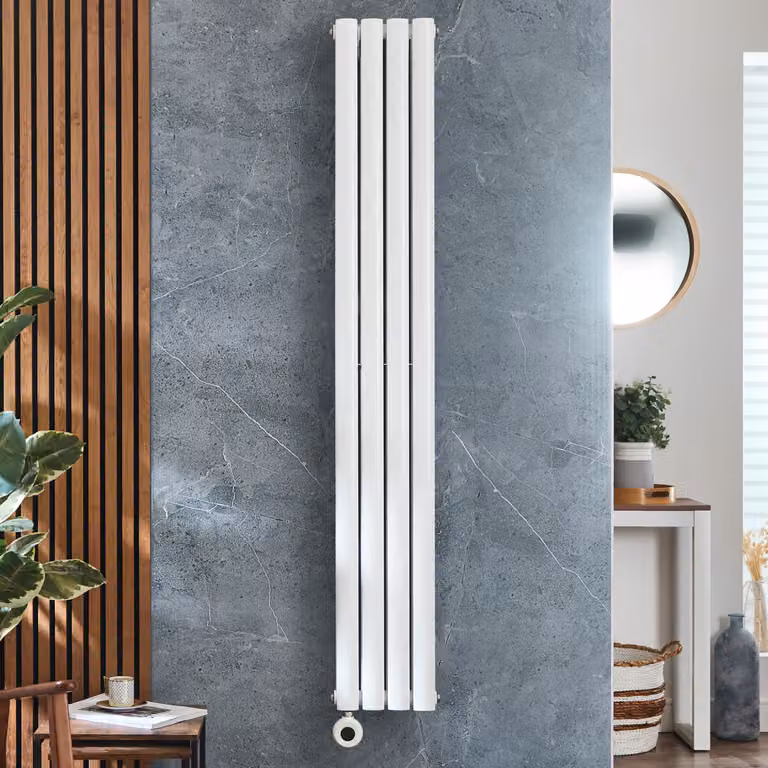 Radiatore Elettrico di Design Verticale - Bianco - 1600mm x 236mm (Pannello Singolo) - con Elemento Riscaldante Termostatico Cablato Wi-Fi - Revive Slim - ECOSO by Hudson Reed