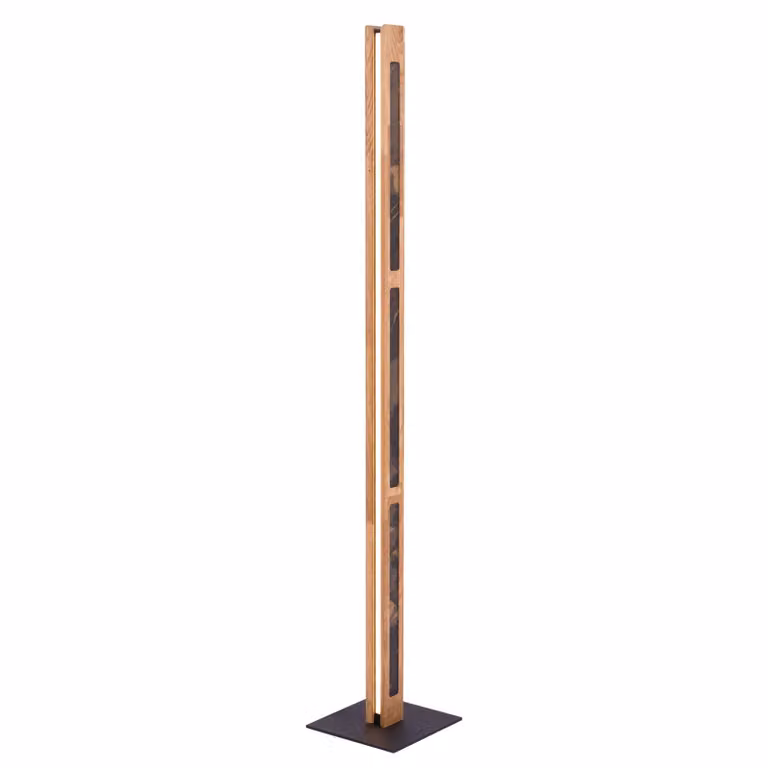 Elobra Lampada da terra a LED Chile, dimmerabile, Legno chiaro, Soggiorno / Sala da pranzo, Legno, Lampada LED da terra