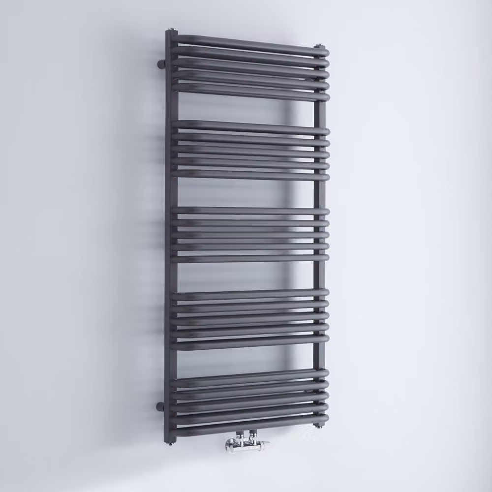 Scaldasalviette Termoarredo Bagno Curvo con Attacco Centrale - Antracite - 1269 x 600mm - 1100 Watt - Arch