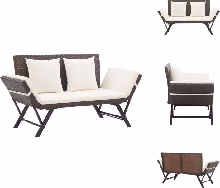 vidaXL Panca da giardino con cuscini 176 cm in poly rattan marrone - Panche da giardino