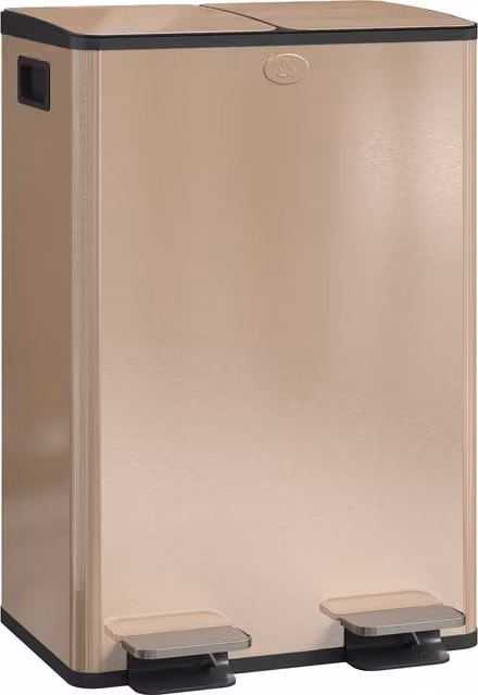 Pattumiera da cucina HOMCOM in acciaio inox con chiusura ammortizzata e doppio contenitore da 2x28 L, colore oro – 1