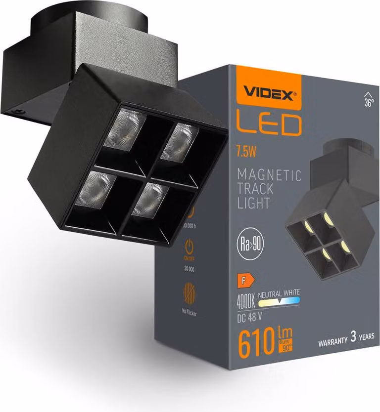 Lampada a LED per sistema a binario VIDEX 7,5W 4000K Nero