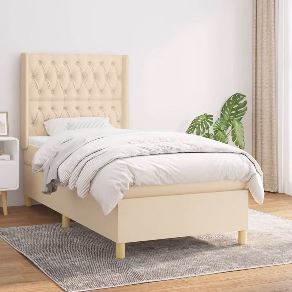 Maison Exclusive - Giroletto a Molle con Materasso Crema 90x200 cm inTessuto