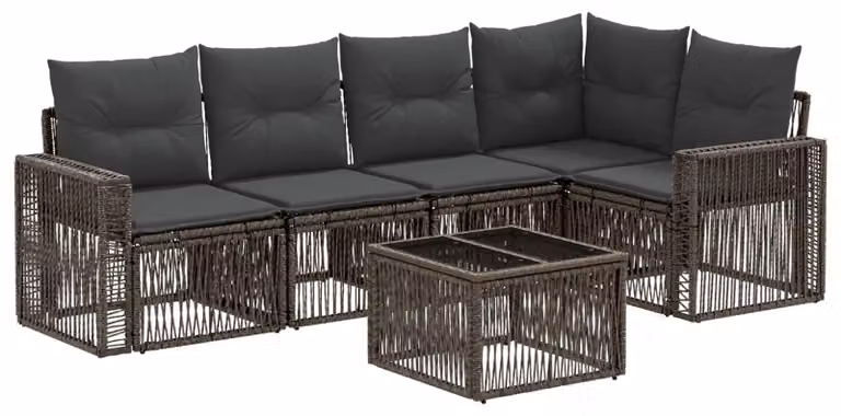 Set Divano da Giardino 6 pcs Grigio e Grigio Scuro polyrattan