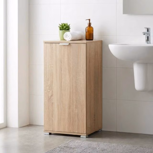 Armadietto da Bagno LALO in Legno Composito Marrone con un'anta L/P/H: 45 x 38 x 85 cm