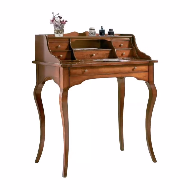 Scrivania in legno Mobili 2G con 6 cassetti color noce L: 78 cm, P: 49 cm, H: 96 cm – 2