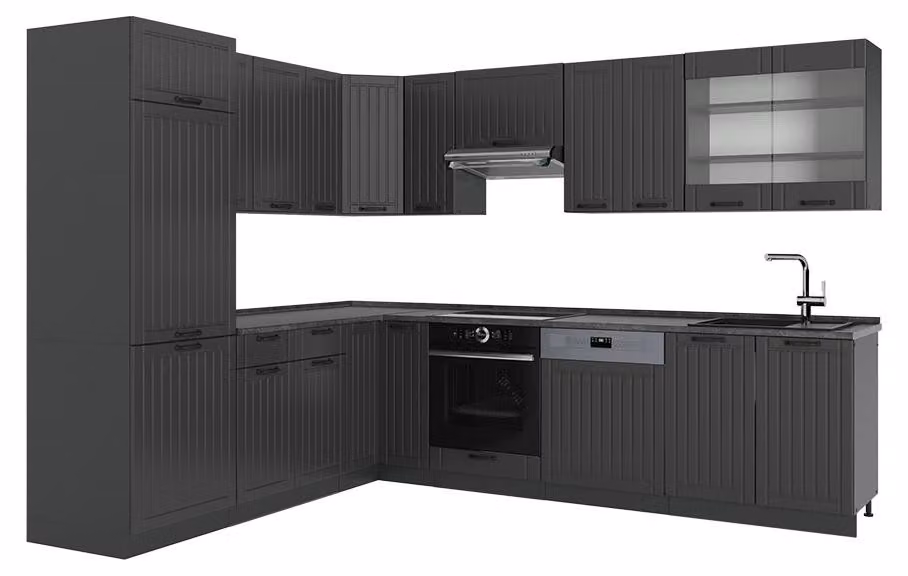 Cucina angolare completa Vicco Fame-Line Grigio scuro/Antracite 287 x 227 cm senza piano di lavoro, Model 56816
