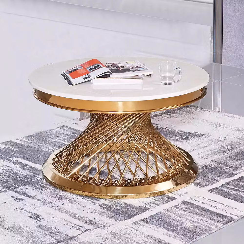 Couchtisch Design Wohnzimmer Luxus Edelstahl Runde Beistelltische Möbel