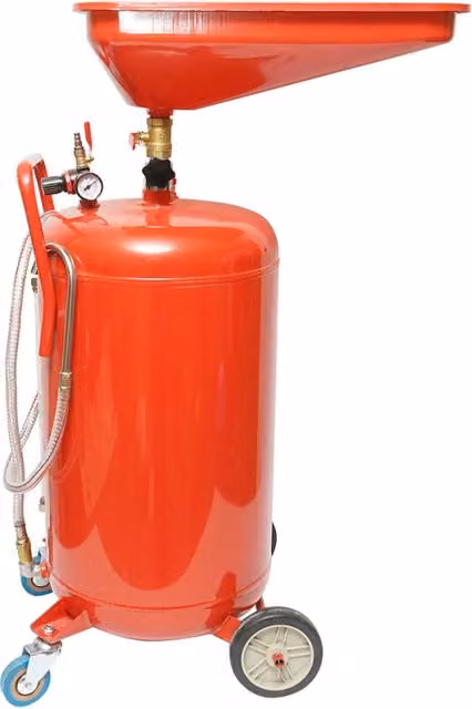 Serbatoio di recupero olio rosso da 80L con imbuto e sistema di svuotamento pneumatico senza marca