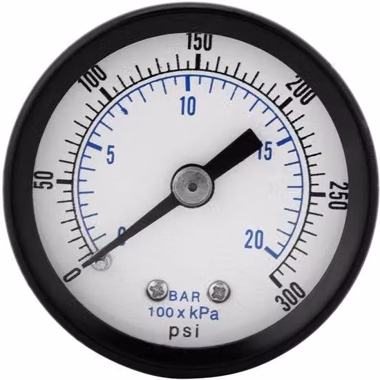 Manometro Mini 0-20 bar / 0-300 psi con attacco 1/8" BSPT, contenitore in plastica resistente agli urti, per acqua e benzina