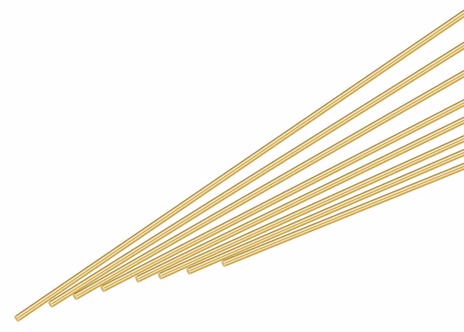 8 aste di ottone, 0,8 mm x 100 mm, rotonde, metallo, albero completo
