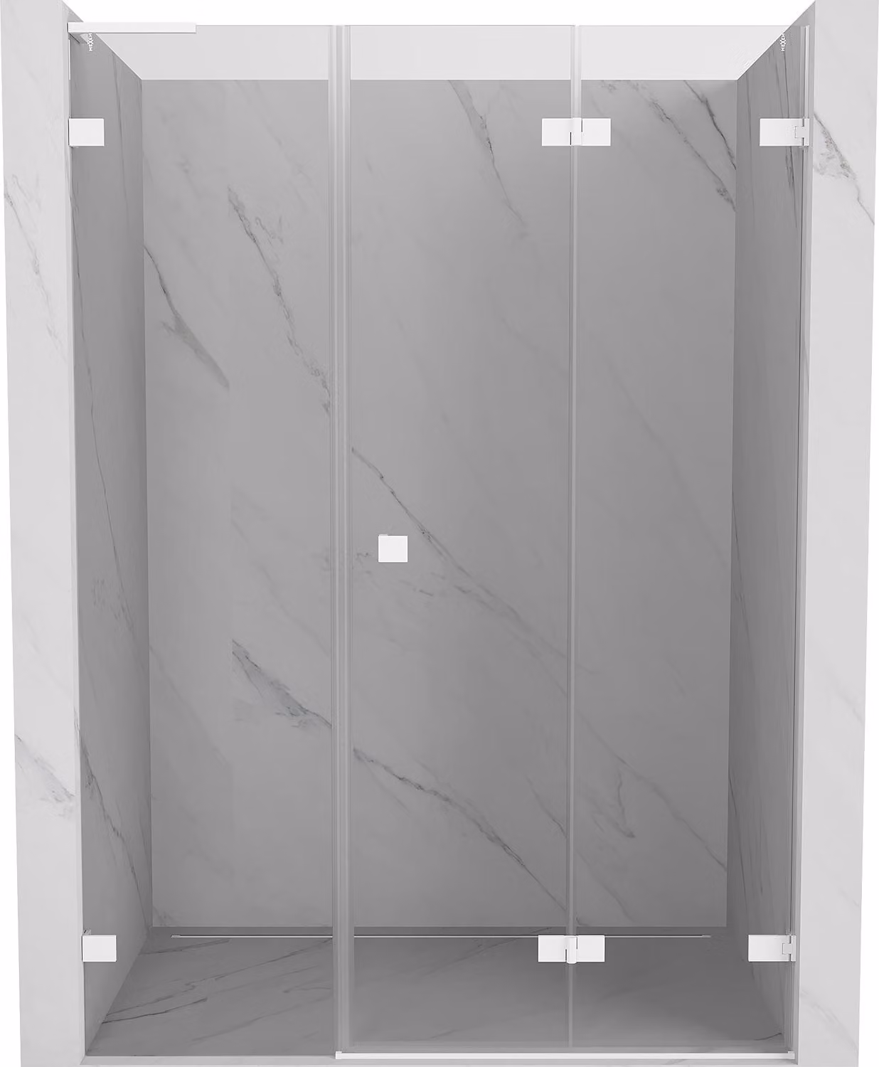 Mexen Lunar-F L porte doccia pieghevoli destra 140 cm, trasparente, bianco - 836SL-140-050-20-00-P