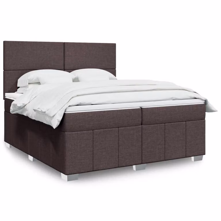 vidaXL Giroletto a Molle Ibrido con Materasso a Tasche Marrone e Bianco L/P: 200 x 200 cm