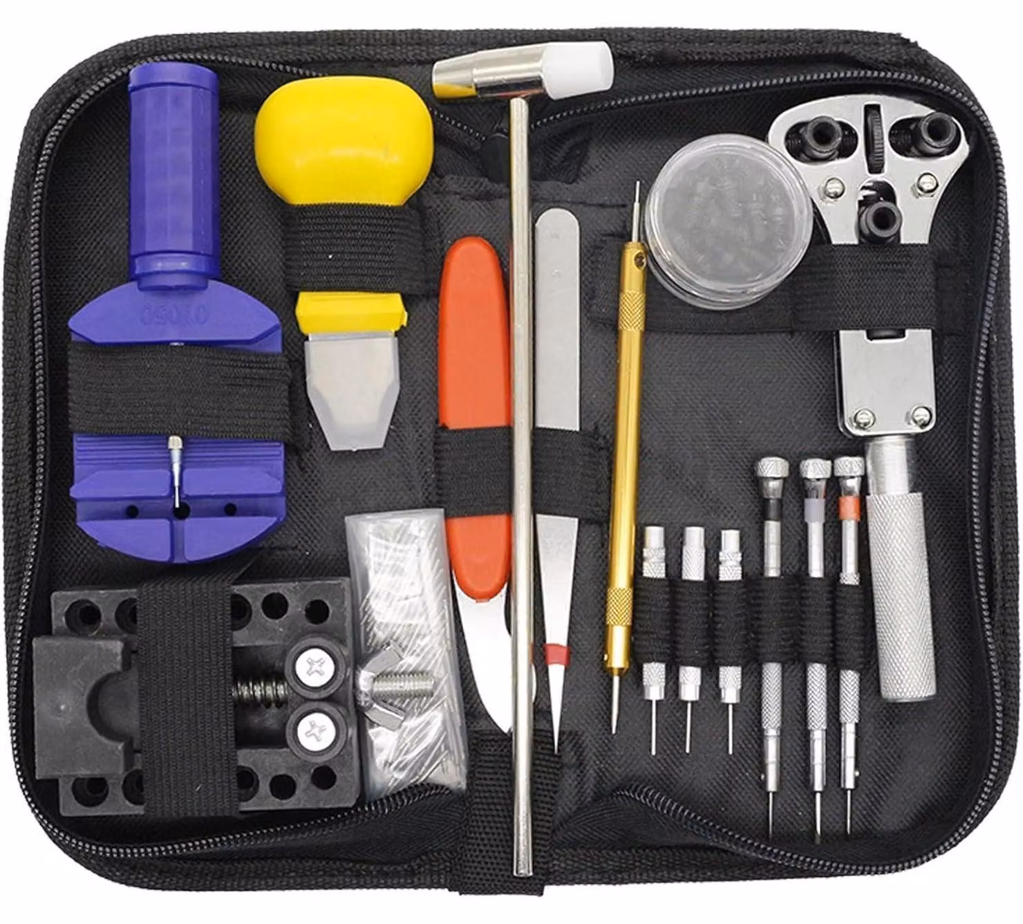 Kit di strumenti per la riparazione di orologi, composto da 147 pezzi, con custodia portatile