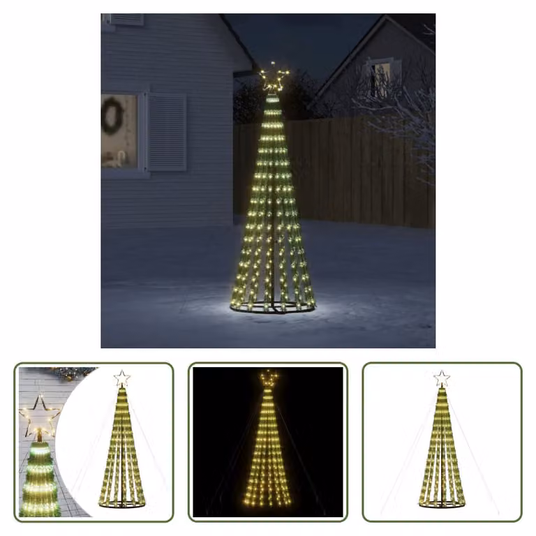 The Living Store Albero di Natale a forma di cono 275 LED bianco caldo 180 cm