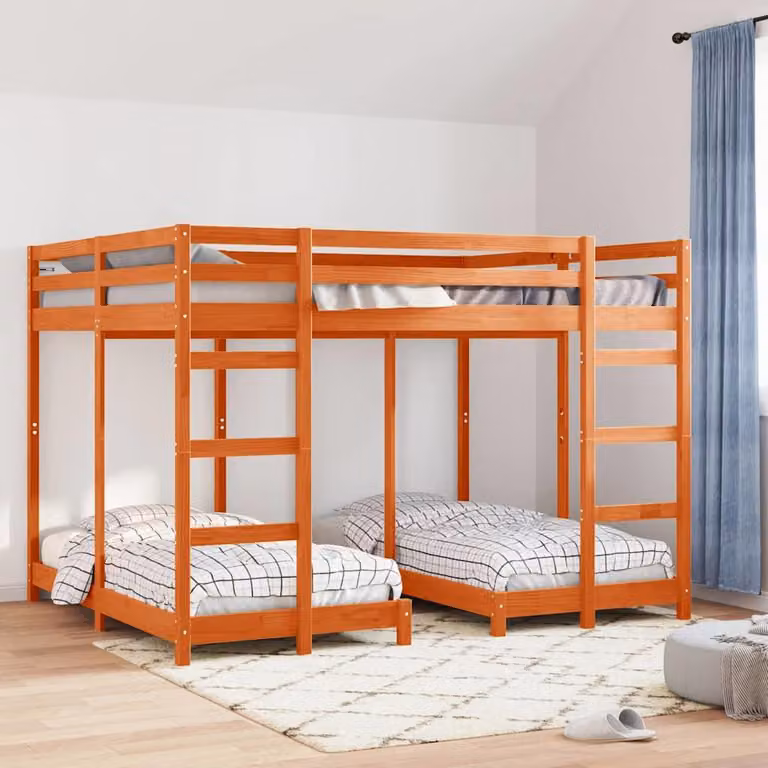 Maison Exclusive - Letto a castello triplo marrone cera 160 x 200 cm