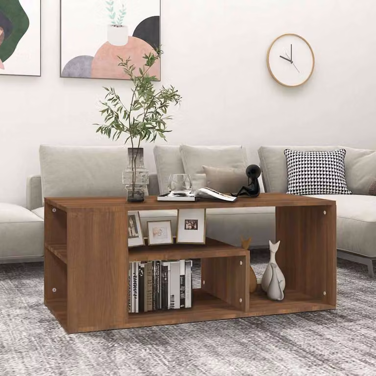 Tavolino da salotto moderno vidaXL in legno color rovere marrone L: 100 cm, P: 50 cm, H: 40 cm