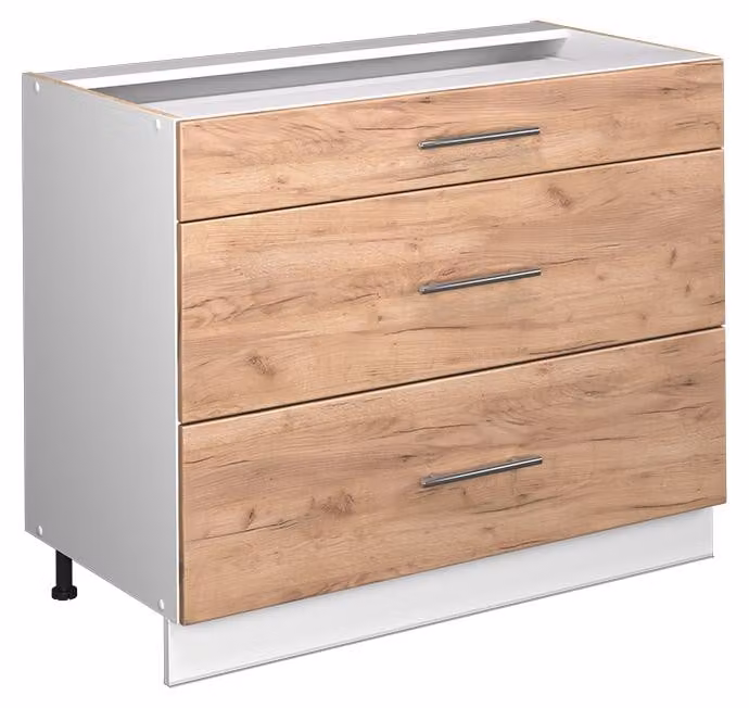 Mobiletto base per cucina Vicco Fame-Line Rovere dorato/Bianco 100 cm, PL Rovere, Model 61616