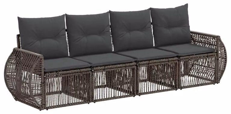 Set di divani da giardino, 4 pezzi, grigio e grigio scuro, in rattan sintetico