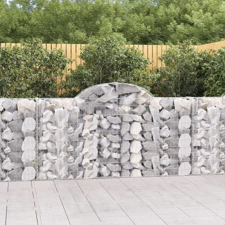 Set di 20 cesti gabbioni ad arco vidaXL in ferro zincato grigio, L: 200 cm, P: 30 cm, H: 100-120 cm