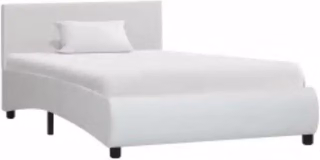 Letto singolo moderno in similpelle bianca con illuminazione LED e porta di ricarica USB, L/P: 90 x 200 cm