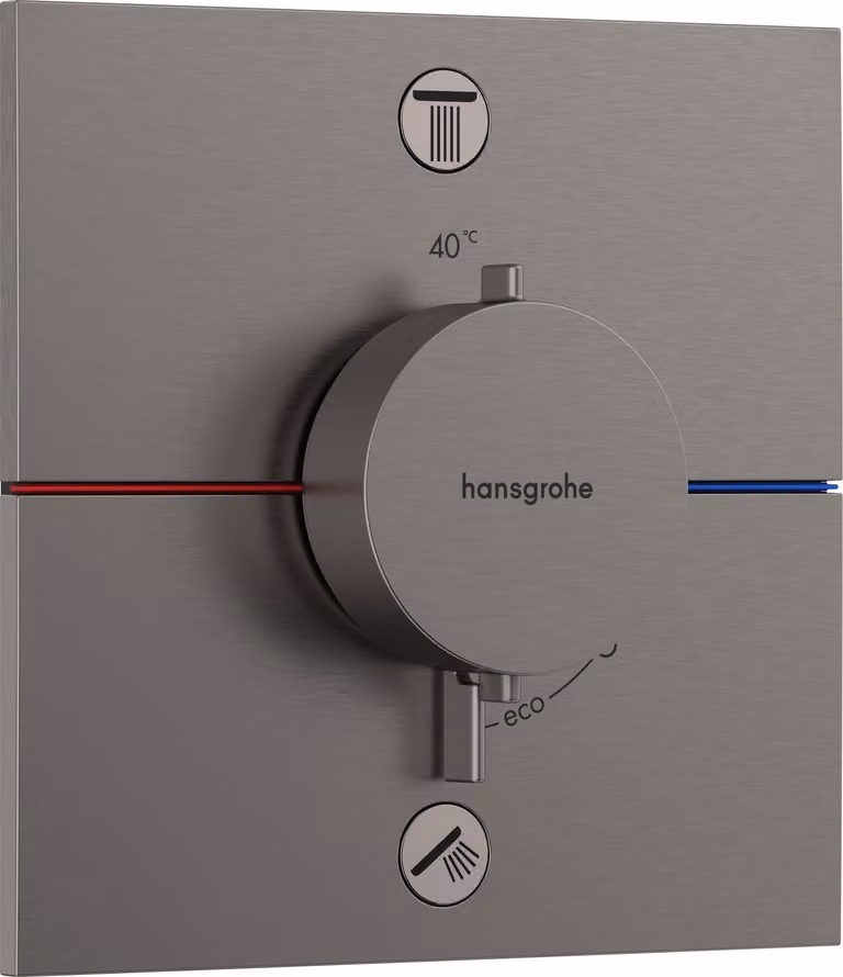 hansgrohe ShowerSelect Comfort E thermostat, encastré, 2 consommateurs, rosace carrée, avec combinaison de sécurité, 15578340, 15578340