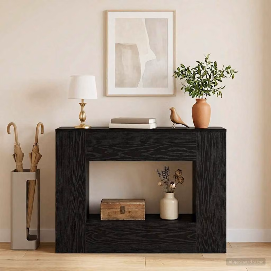 Mobile portaoggetti vidaXL in legno nero per soggiorno o ufficio L 101 x P 29 x H 74 cm