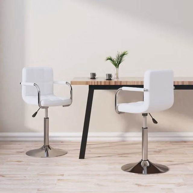 Set di 2 sedie da pranzo girevoli vidaXL in similpelle bianca con braccioli e base moderna
