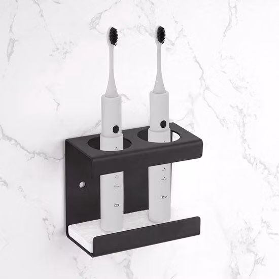 Supporti elettrici da bagno per denti - senza foratura - con 2 fori (Ø 35 mm) - nero
