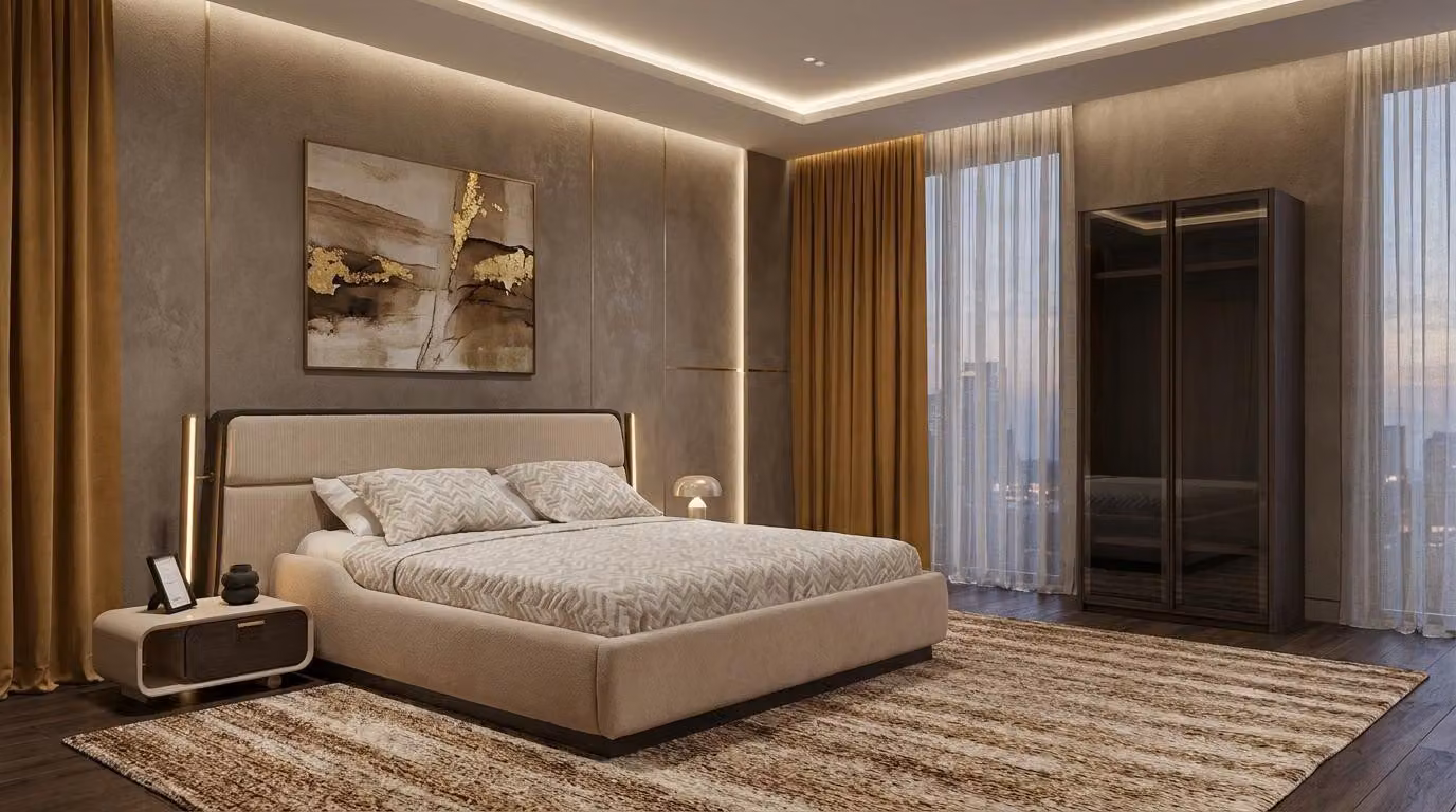 Tavolini da notte, comodini, mobili da camera da letto, stile moderno, color beige, confortevoli