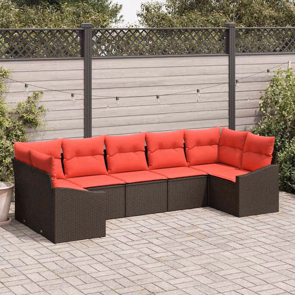 Maison Exclusive - Set di divani componibili, 7 pezzi, color marrone [Materiale sintetico]: rattan sintetico