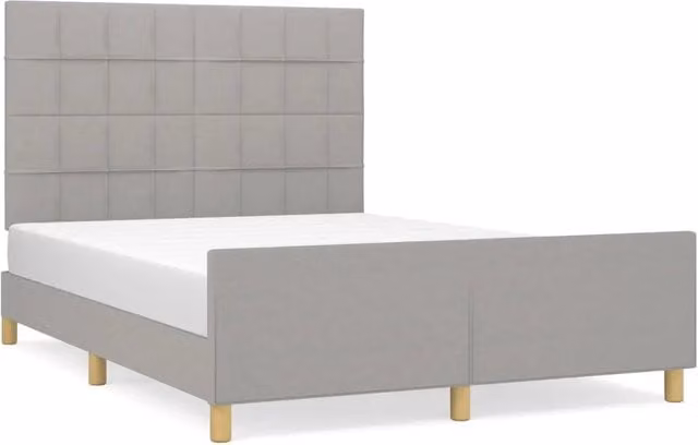 Letto matrimoniale | Letto per adulti | Giroletto senza Materasso Grigio Chiaro 140x200 cm Tessuto