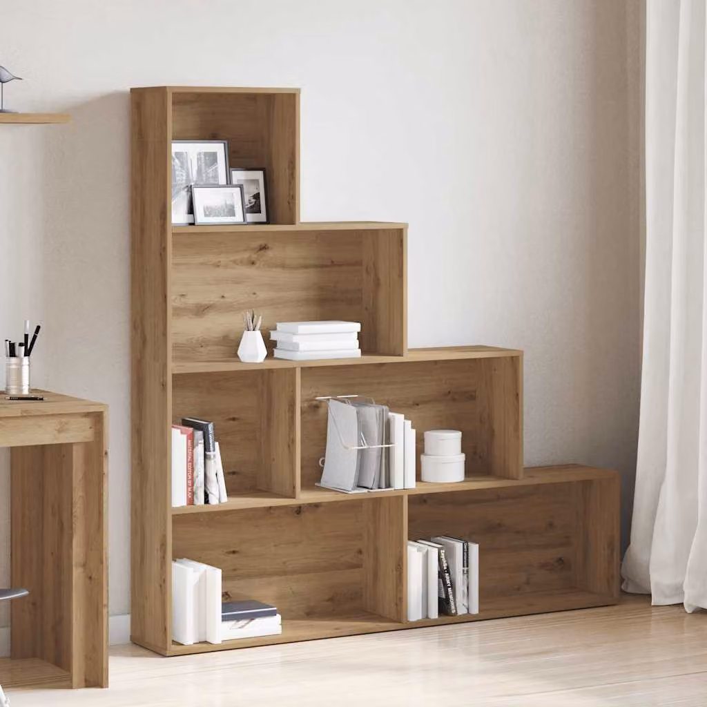 Libreria a parete vidaXL in legno Rovere marrone con pannello posteriore L: 157 cm, P: 24 cm, H: 160 cm