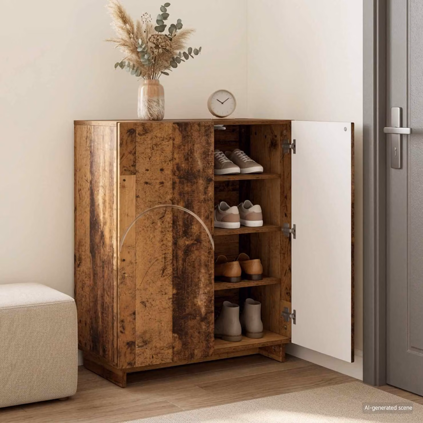 Scarpiera moderna vidaXL in legno marrone con ante a battente, L/P/H: 73 x 38 x 87,5 cm