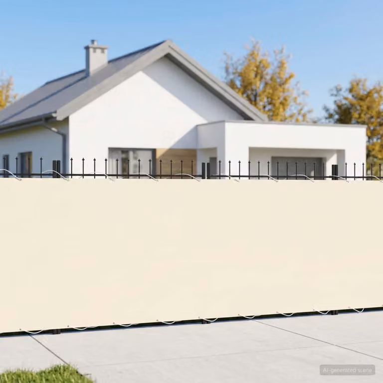 Schermo di privacy per balcone vidaXL in poliestere beige, L: 600 cm, H: 180 cm