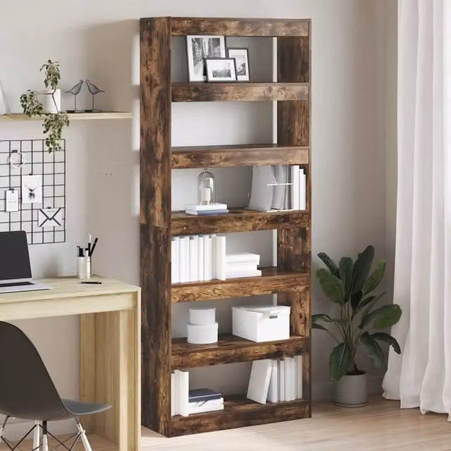 Libreria moderna vidaXL con 6 livelli in legno MDF, colore marrone, L 80 cm x P 30 cm x H 198 cm