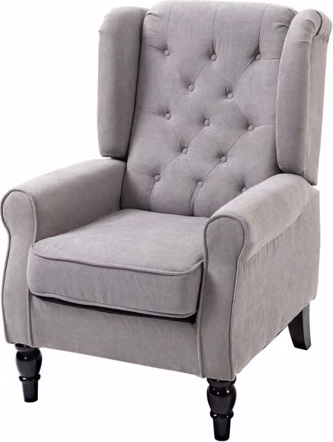 Poltrona Relax con Cuscino e Poggiapiedi ¨C Zephmum ¨C Grigio, Tessuto, Legno