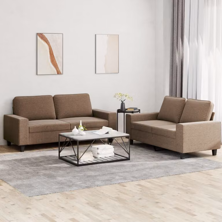 Maison Exclusive - Set divano a 2 posti in tessuto marrone