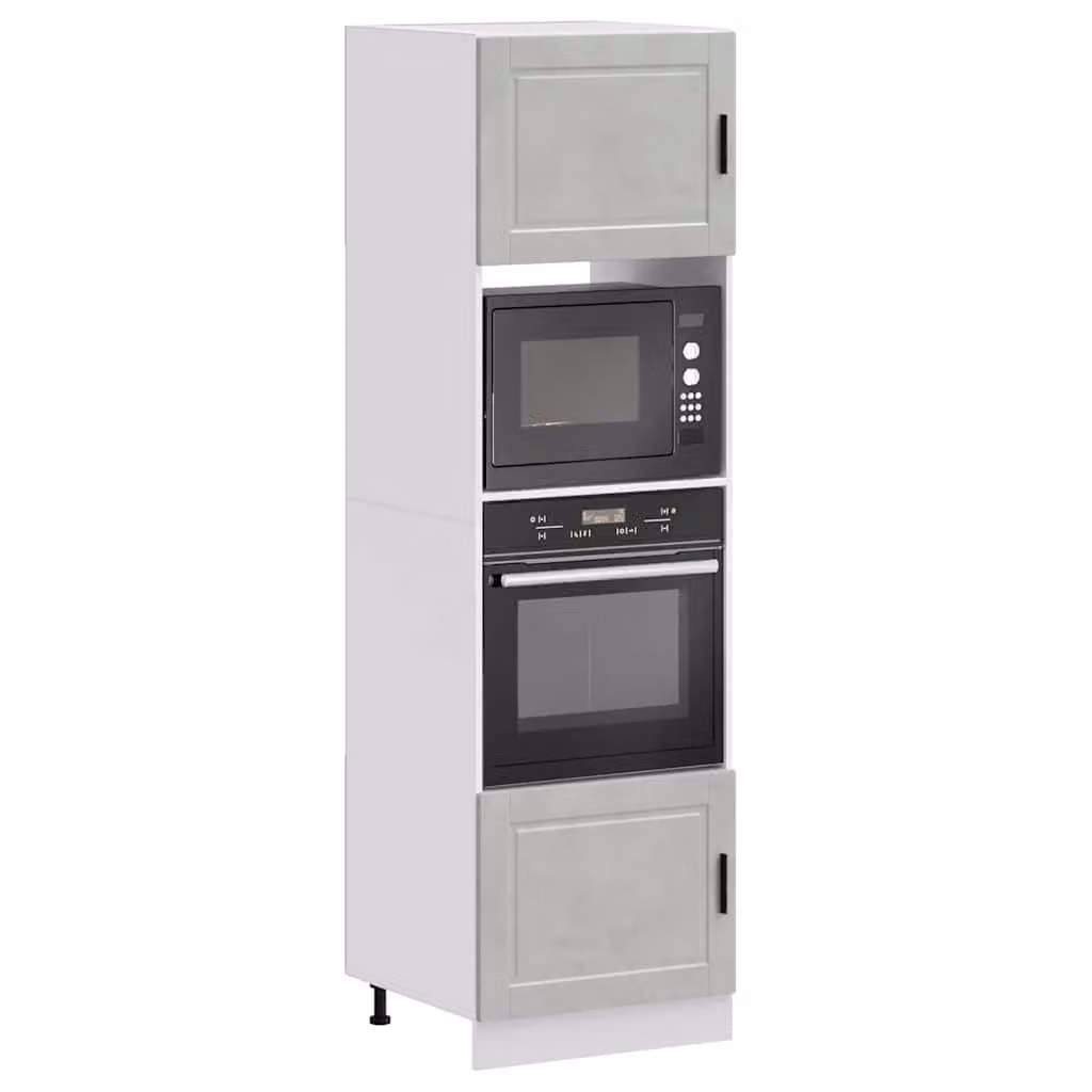 Set di 2 armadi per elettrodomestici vidaXL in legno multistrato e MDF, colore grigio cemento opaco, design moderno per cucina