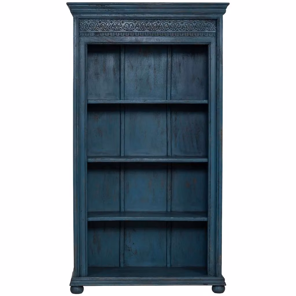 Libreria vintage Wanderlust Deco in legno e metallo blu petrolio e oro L: 100 cm, P: 40 cm, H: 180 cm – 2