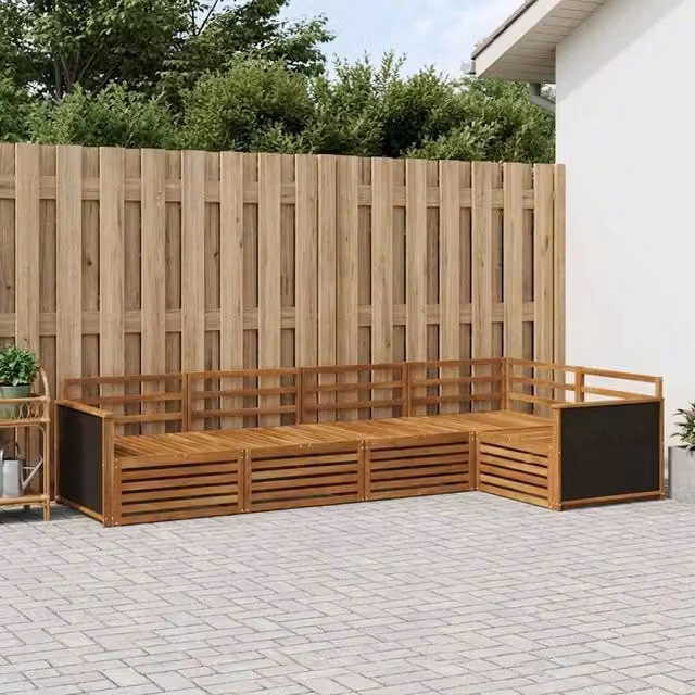 Set di divani da esterno 5 pz Naturale Legno di Acacia Massello 3383342
