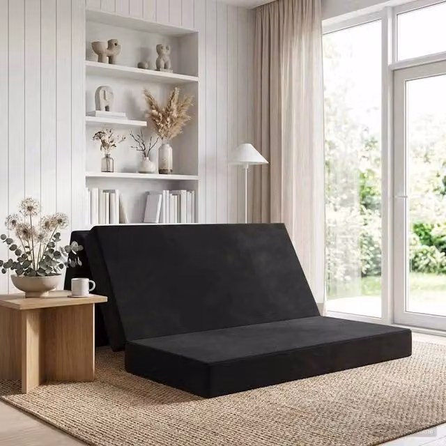 Divano Letto Pieghevole Moderno vidaXL Nero L: 140 cm, P: 67 cm, H: 45 cm