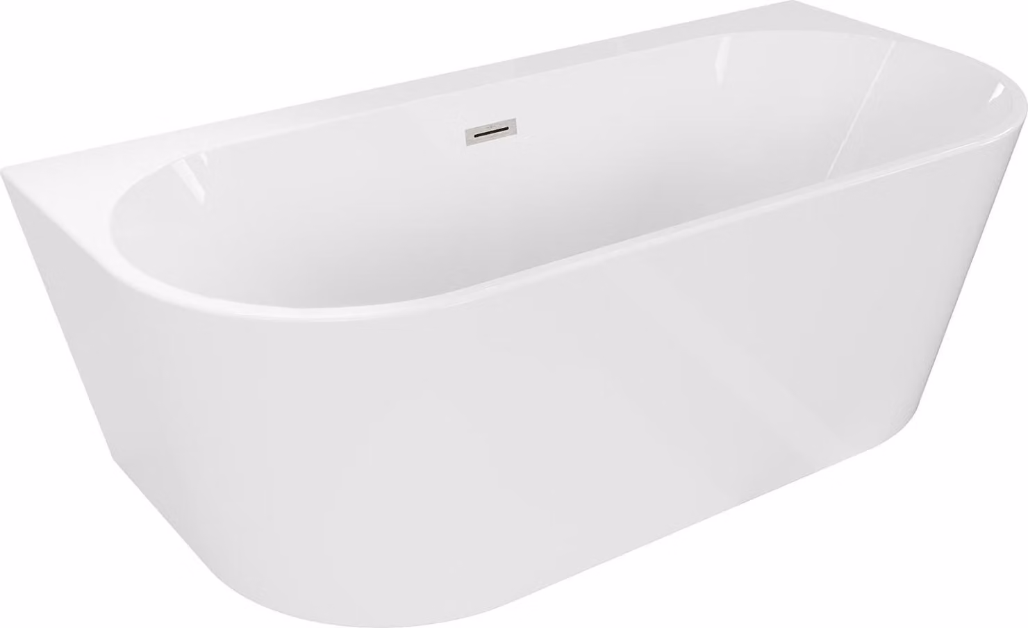 Mexen Oval+ vasca freestanding a parete 170 x 80 cm, bianca, troppopieno nichel spazzolato - 52681708000-97