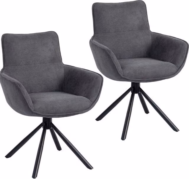 Set di 2 sedie da pranzo girevoli 67x64x87 cm grigio scuro