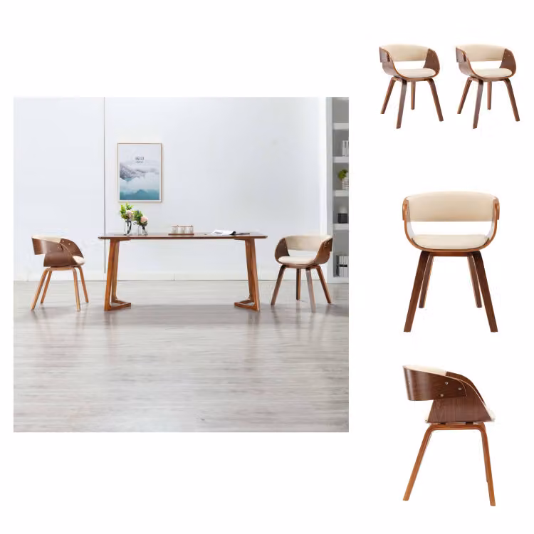vidaXL Sedie da pranzo 2 pz. Legno curvo crema e Pelle finta - Sedie da pranzo