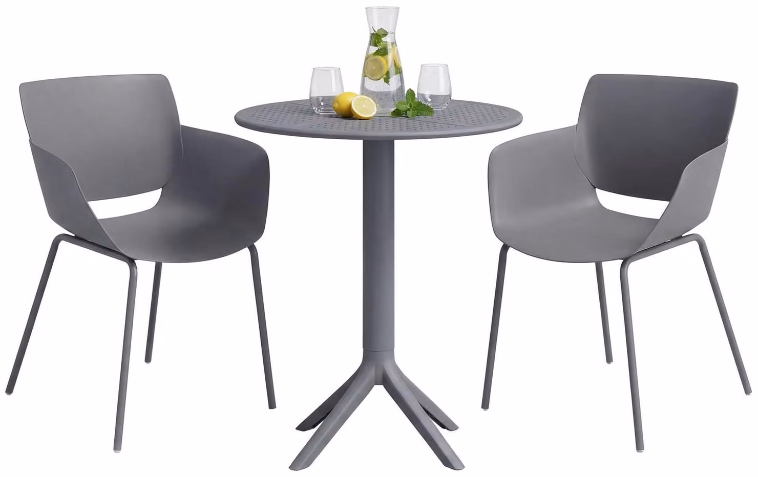 Set di mobili da giardino Siora, composto da 2 sedie | Colore: grigio scuro | Dimensioni: 168x60x80 cm