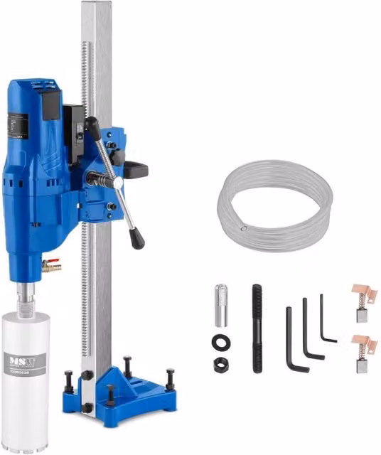 Carotatrice diamantata blu con alimentazione a rete elettrica da 230V, potenza 4080 W e 570 giri/min